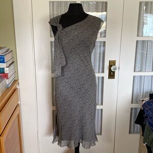 Max Studio Silk One Shoulder Dress in Black and White